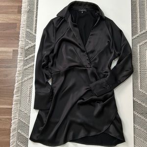 DYNAMITE BLACK SATIN WRAP DRESS